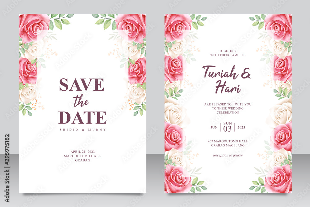 Beautiful floral frame multi purpose wedding invitation card template