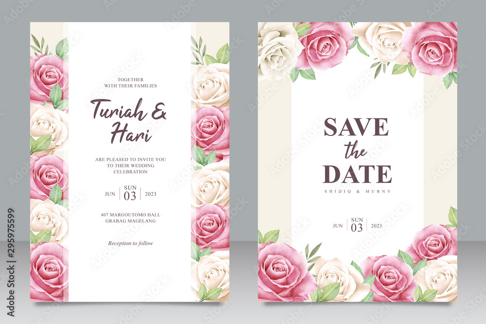 Beautiful wedding invitation card template with floral frame multi purpose