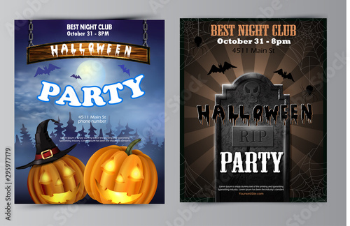 Halloween vertical background with pumpkins