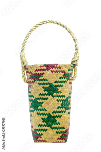 Lepironia articalata (Krajood) or Sedge handmade bag for Cold storage bag on white background. photo