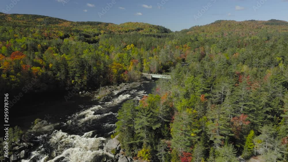 Aerial flight over Penobscot River Cribworks Fall 4K Aerial flight over Penobscot River Cribworks Fall 4K