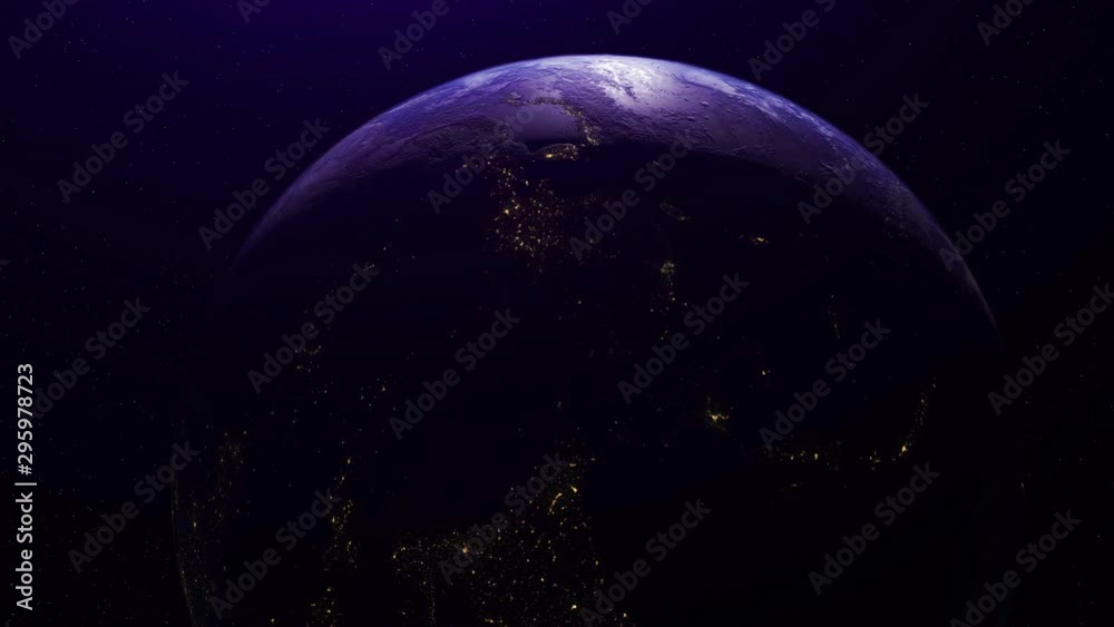 Abstraction of realistic world globe spinning slowly animation ...