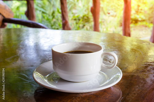 White coffee cup on table