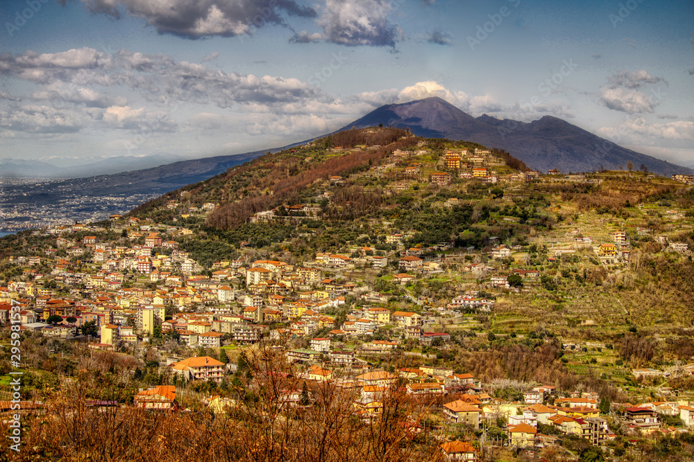 Vesuvius overlooking valley houses