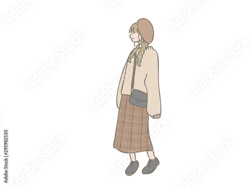 おしゃれな女の子　ベレー帽
