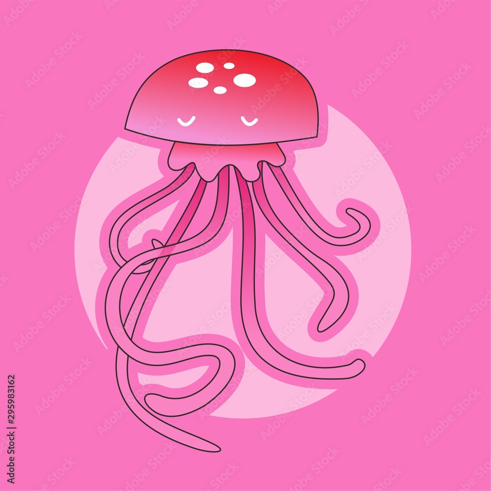 Jellyfish Icon, Cute Cartoon Funny Character Flat Design Jellyfish Icon, Cute Cartoon Funny Character Flat Design