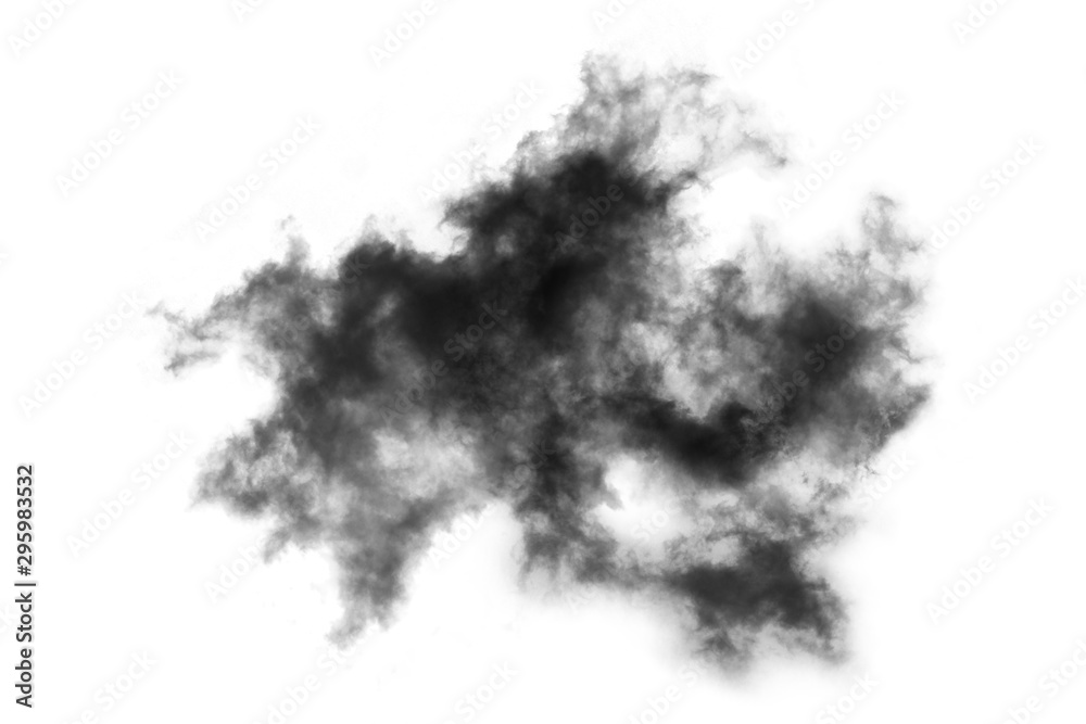 Fototapeta Textured dymu, Abstrakcjonistyczny czerń, odizolowywający na białym tle