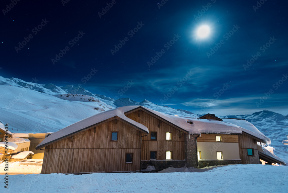 Blue French Alps night sky 