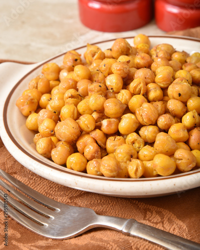 Roasted garbanzo beans in a bowl