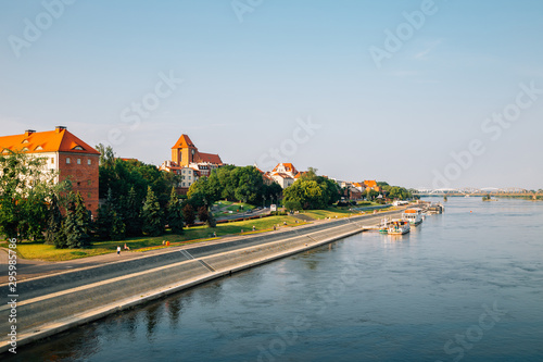 Torun old town and Vistula River in Poland