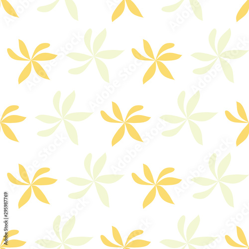 Simple Flowers seamless pattern. Yellow floral background. vector surface design