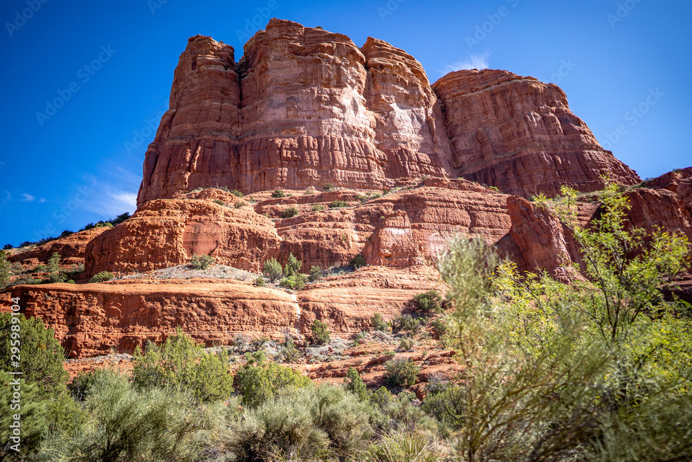 Courthouse Butte red sandstone sedimentary rock formation in Sedona AZ