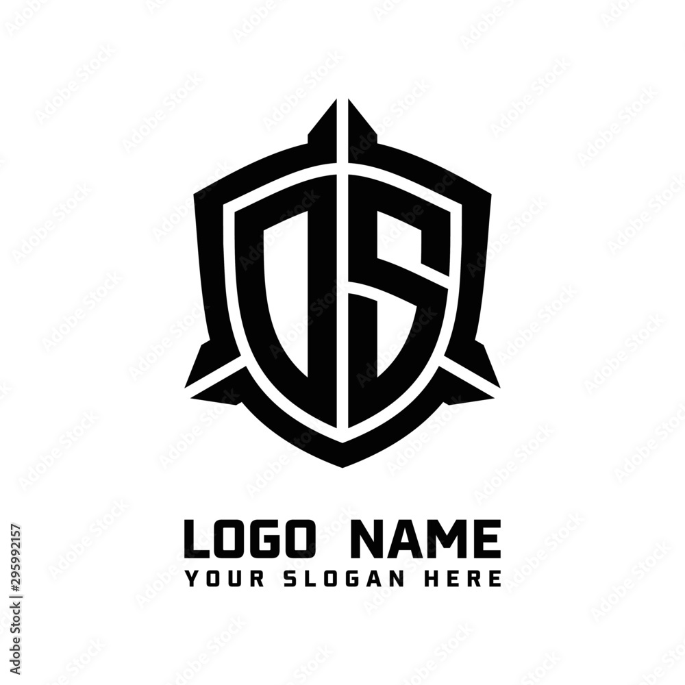 initial DS letter with shield style logo template vector. shield shape black monogram logo initial DS letter with shield style logo template vector. shield shape black monogram logo