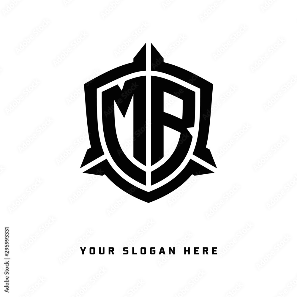 custom made wallpaper toronto digitalinitial MR letter with shield style logo template vector. shield shape black monogram logo