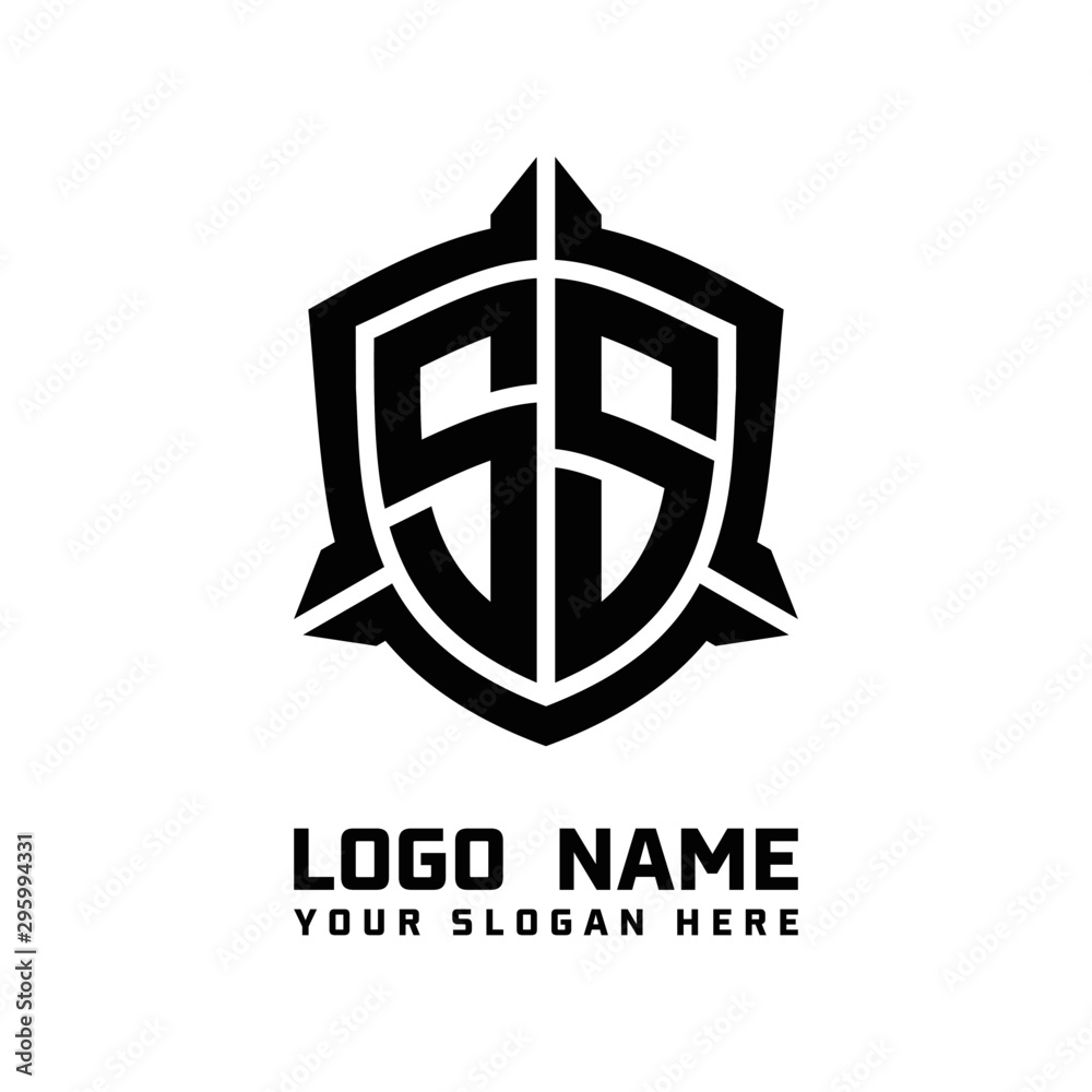 initial letter s shape shield logo design vector