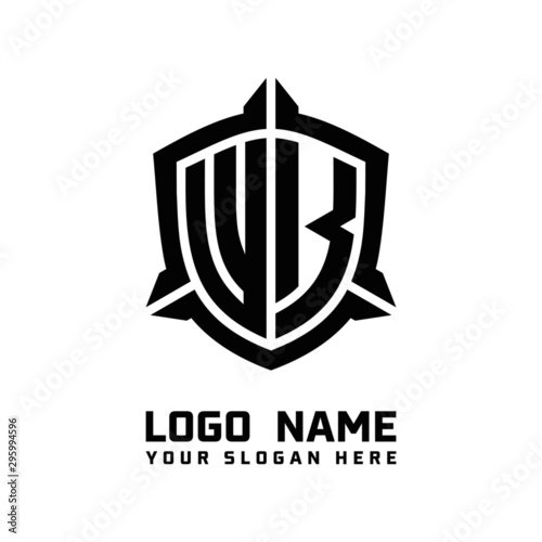 initial WK letter with shield style logo template vector. shield shape black monogram logo