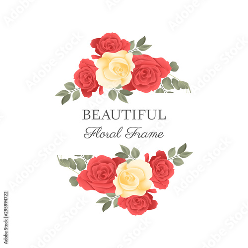 Beautiful red yellow rose flower border