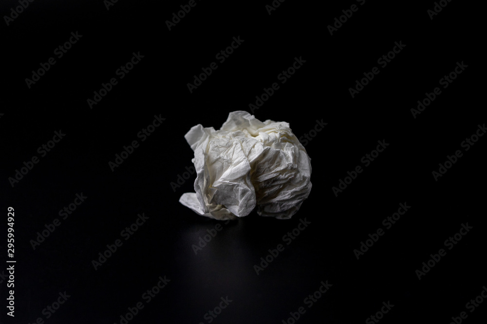used of white tissue paper isolated on black background