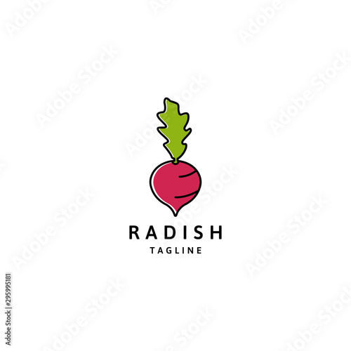 Radish Logo Icon Design Template. Fruit and Vegetable Vector Illustration