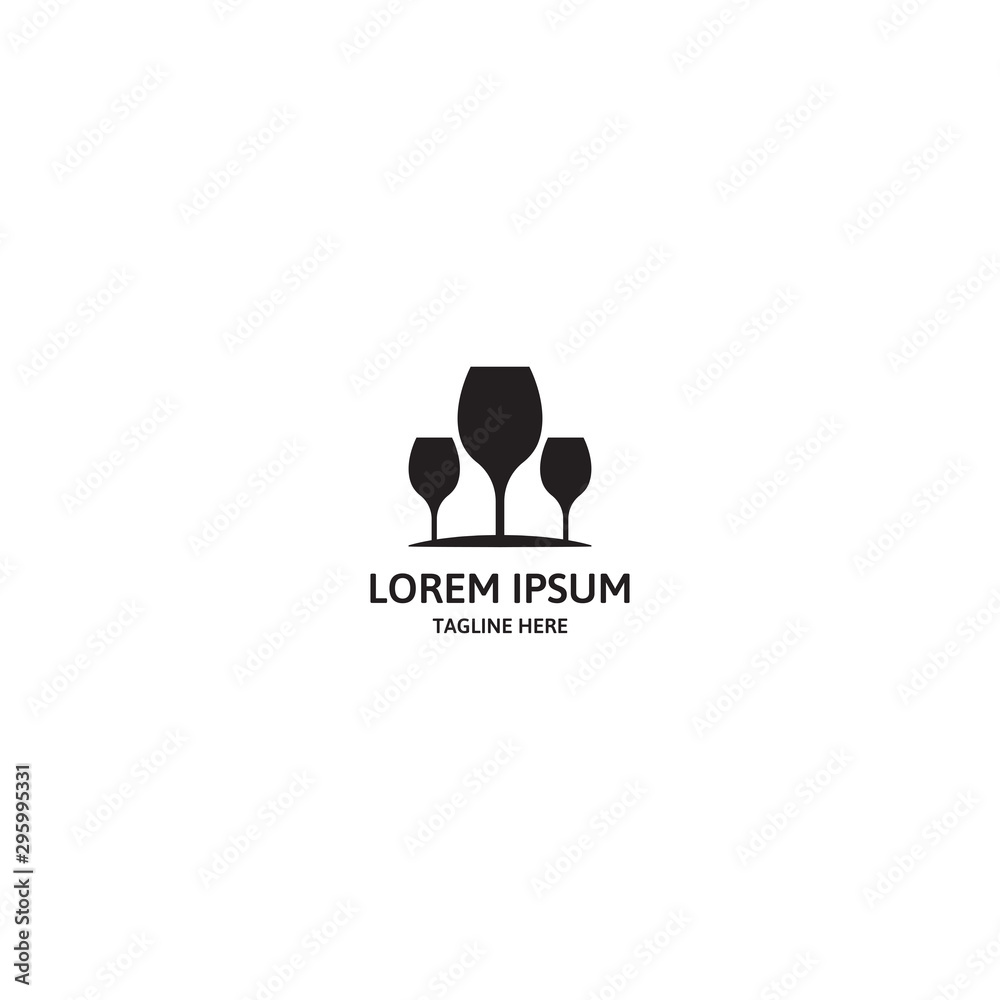 Wine Glass Logo Icon Design Template Vector Illustration