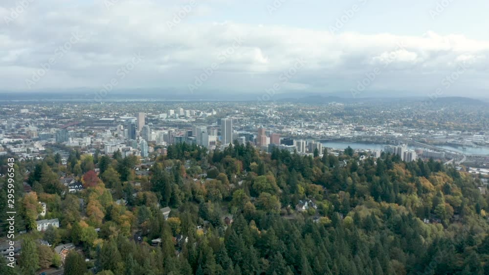 Aerial dolly towards portland downtown from southwest part three Aerial dolly towards portland downtown from southwest part three