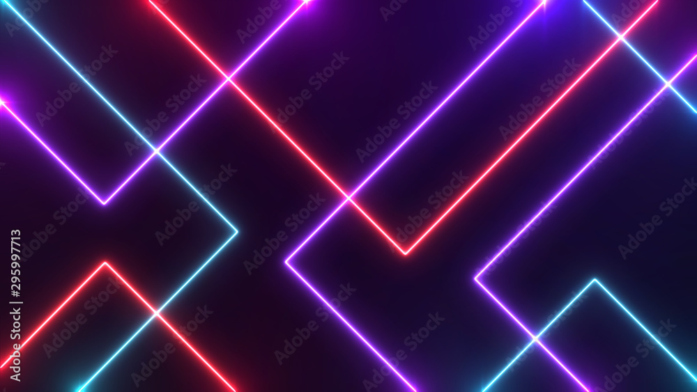 Abstract Neon bright lens flare colored on black background. Laser show colorful design for banners advertising technologies