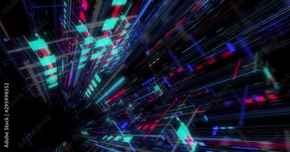 Seamless fly through of abstract circuitry with digital grid background ...