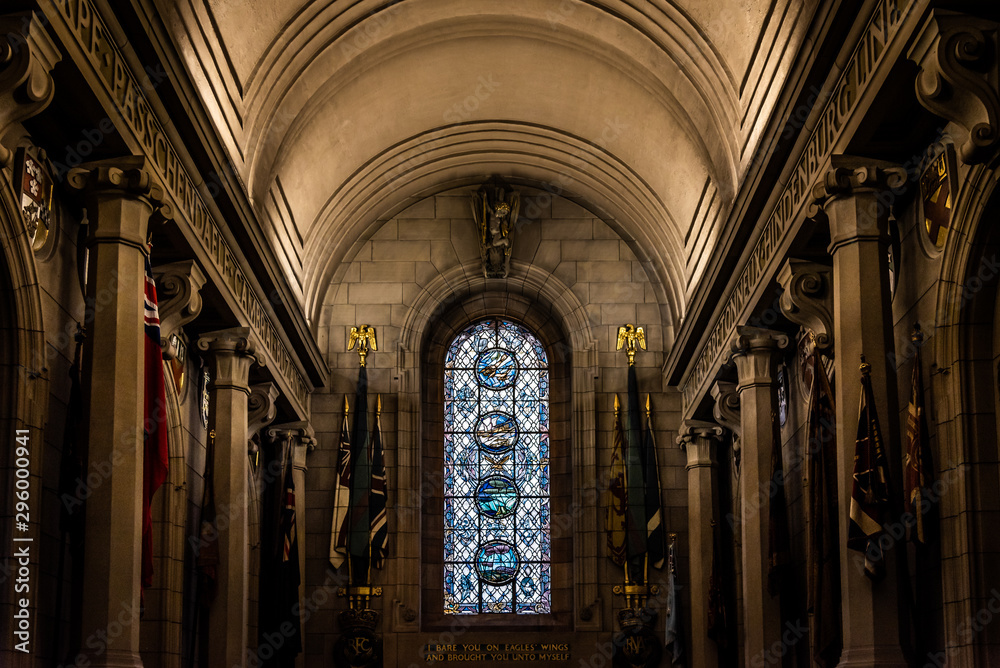 EDINBURGH, SCOTLAND DECEMBER 15, 2018: Interior of Scottish National War Memorial, made by some of Scotland finest artists and craftspeople to those who died in both world wars.