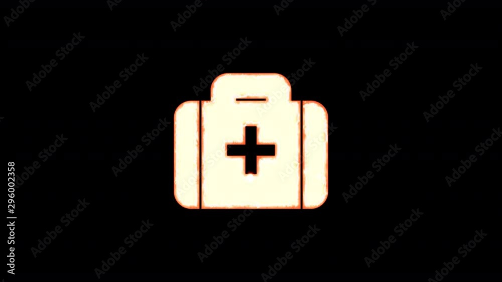 Symbol medkit burns out of transparency, then burns again. Alpha channel Premultiplied - Matted with color black Symbol medkit burns out of transparency, then burns again. Alpha channel Premultiplied - Matted with color black