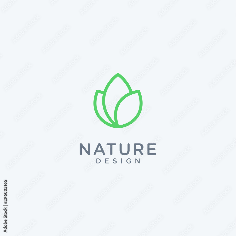 Abstract linear leaf logo icon design modern minimal style illustration vector.