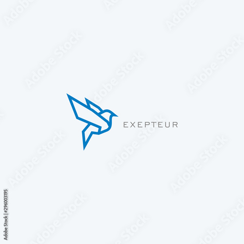 Abstract linear bird logo icon design modern minimal style illustration vector.