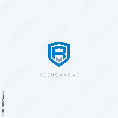 Abstract linear letter initial R shield logo icon design modern minimal style illustration vector.