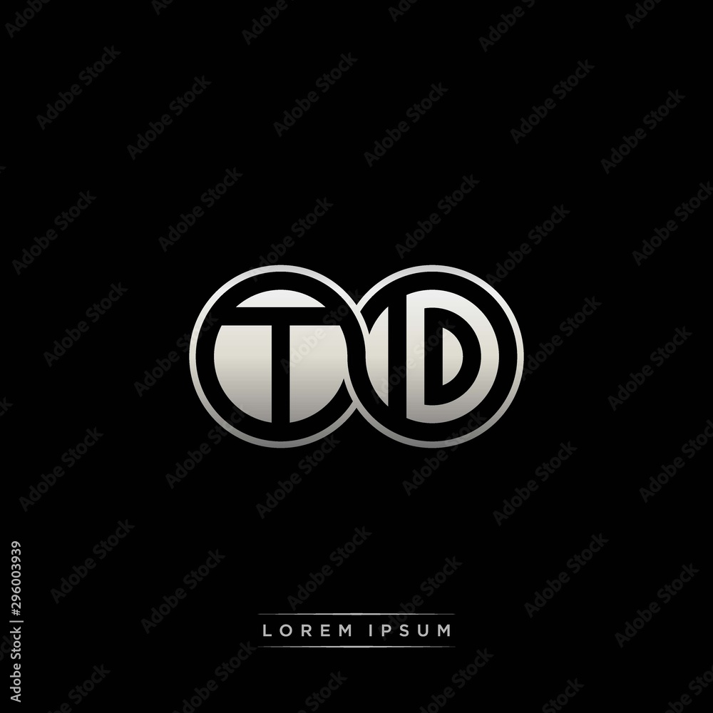 TD initial letter linked circle capital monogram logo modern template silver color version TD initial letter linked circle capital monogram logo modern template silver color version