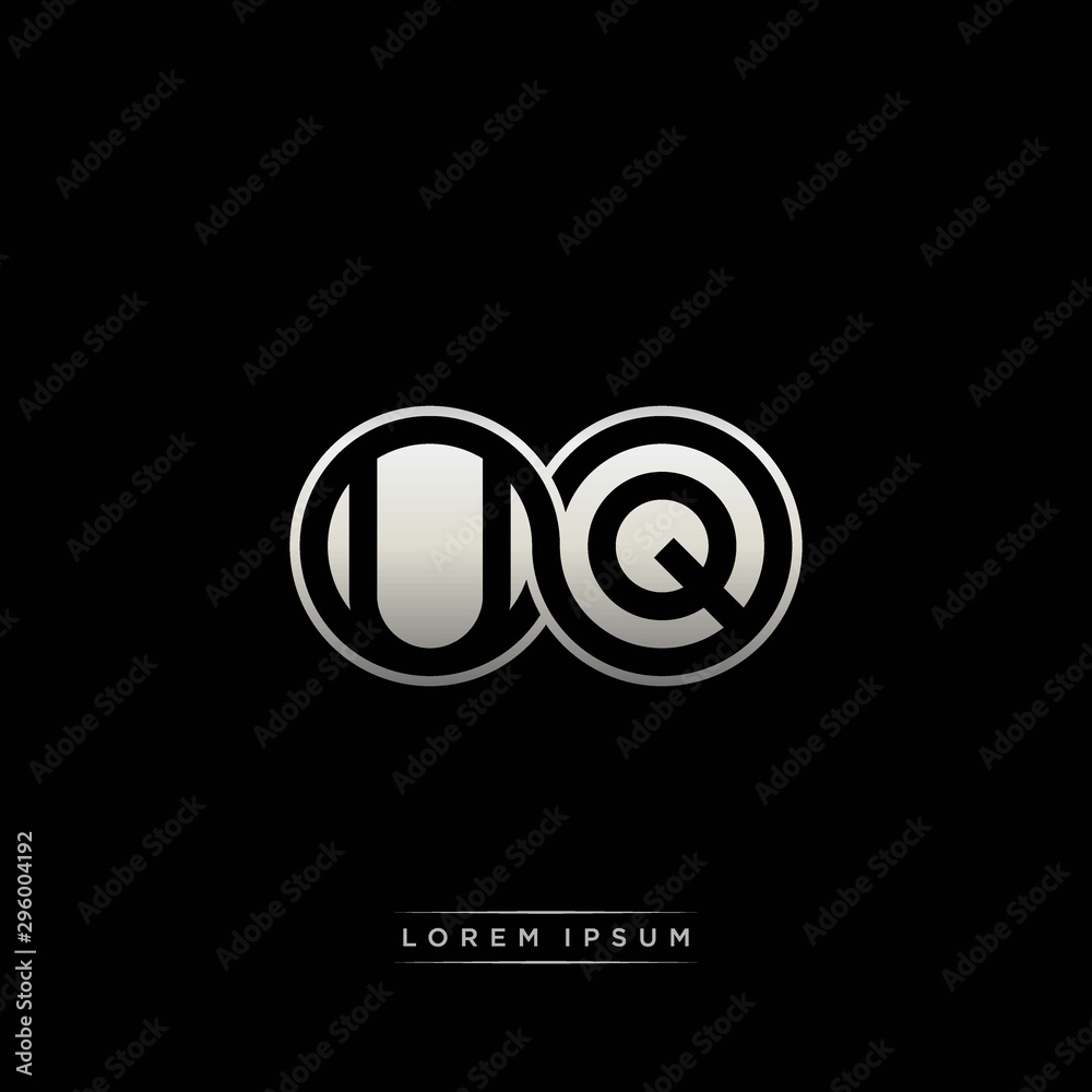 UQ initial letter linked circle capital monogram logo modern template silver color version UQ initial letter linked circle capital monogram logo modern template silver color version