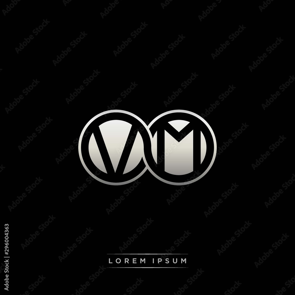 VM initial letter linked circle capital monogram logo modern template silver color version VM initial letter linked circle capital monogram logo modern template silver color version