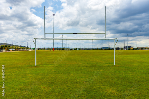 Football Goals on an Empty Sports Ground