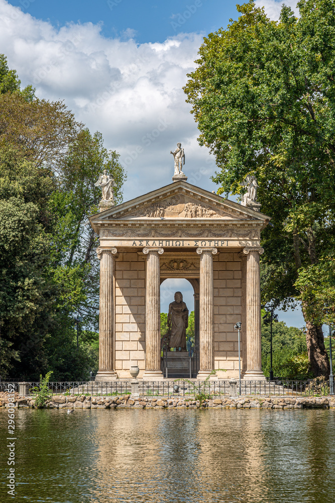 Lake and building in Borghese garden
