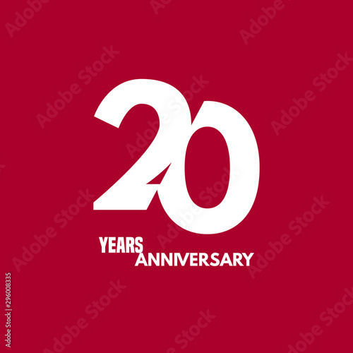 20 years anniversary vector icon, logo. Design element with composition of digit and text