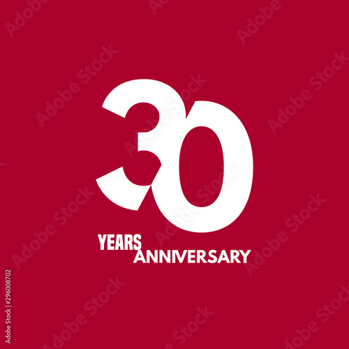 30 years anniversary vector icon, logo. Design element with composition of digit and text