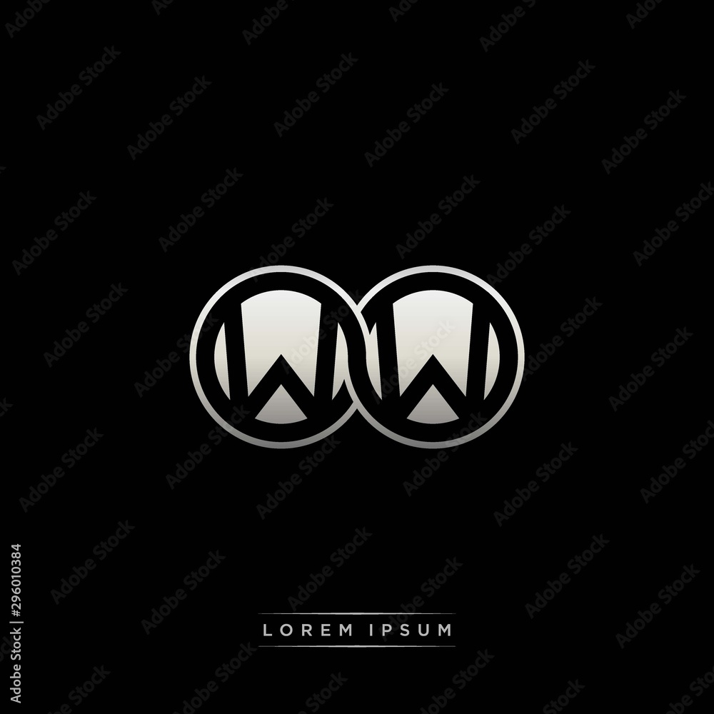 WW initial letter linked circle capital monogram logo modern template silver color version WW initial letter linked circle capital monogram logo modern template silver color version