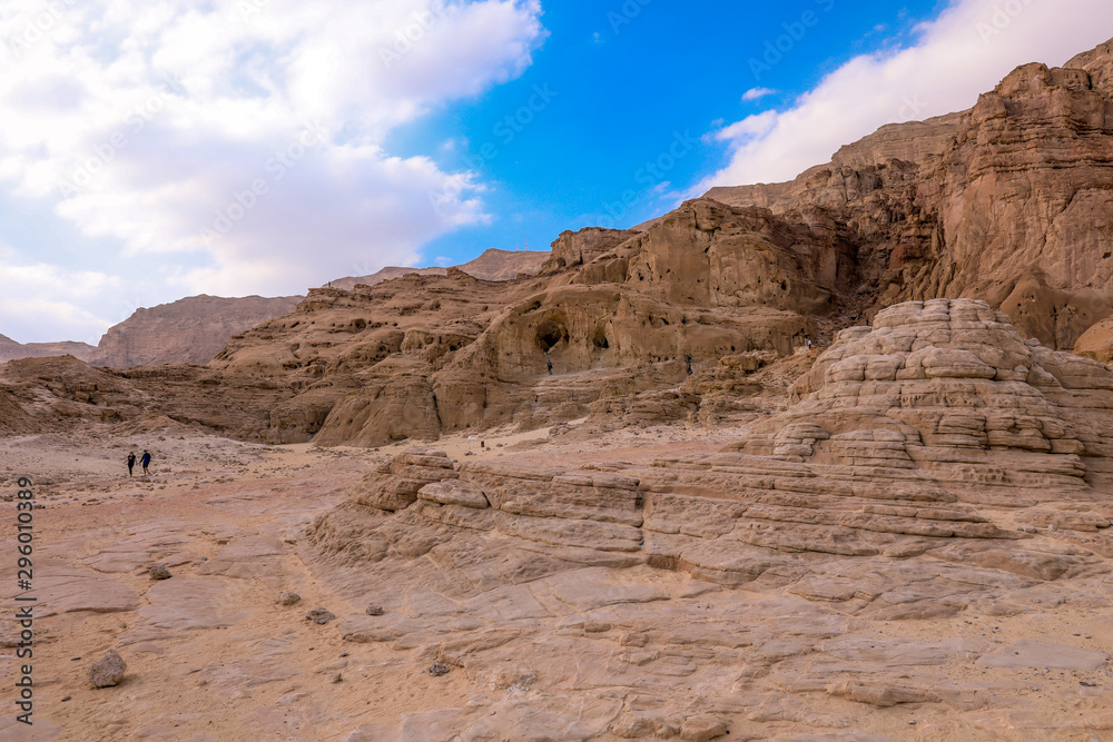 Amazing View to the Red Rocks and Desert Sands in Timna National Park, Israel Amazing View to the Red Rocks and Desert Sands in Timna National Park, Israel