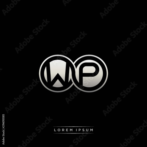 WP initial letter linked circle capital monogram logo modern template silver color version