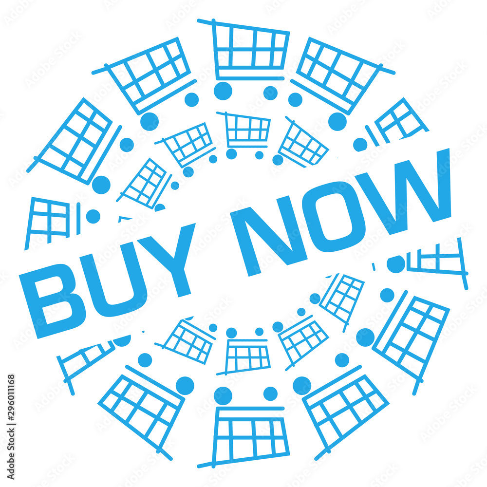 Buy Now Blue Shopping Cart Circular Badge Style 