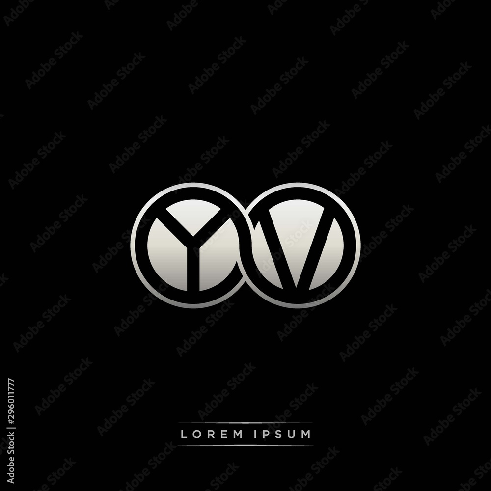 YV initial letter linked circle capital monogram logo modern template silver color version YV initial letter linked circle capital monogram logo modern template silver color version