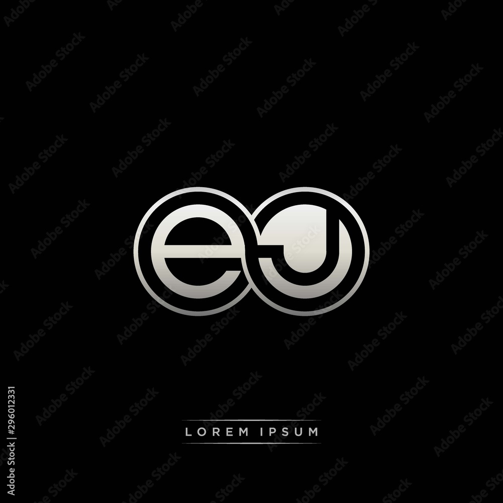 EJ initial letter linked circle capital monogram logo modern template silver color version EJ initial letter linked circle capital monogram logo modern template silver color version