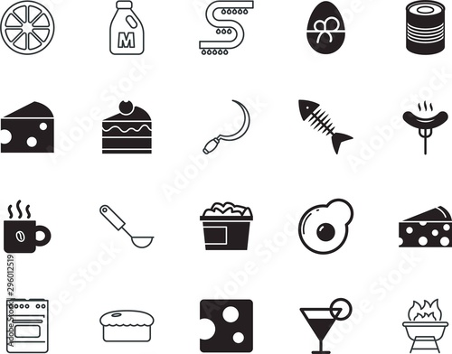 food vector icon set such as: cool, bright, juicy, omelette, field, electronic, round, martini, cocktail, traditional, shake, growth, grilling, tropical, season, company, minimal, tin, crispy, soft