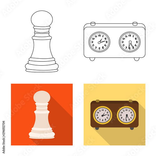 Vector illustration of checkmate and thin sign. Set of checkmate and target stock symbol for web.