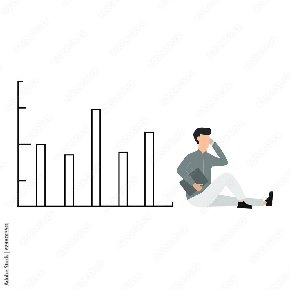 Person and schedule. Diagram line. Flat cartoon character isolated on white background Person and schedule. Diagram line. Flat cartoon character isolated on white background