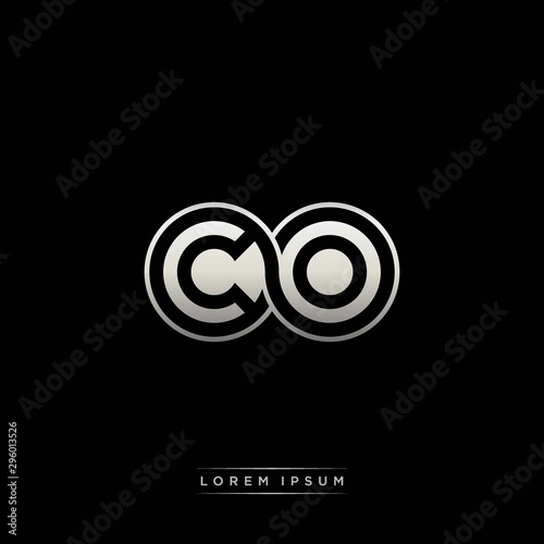 CO initial letter linked circle capital monogram logo modern template silver color version