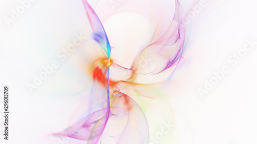 Abstract transparent rainbow crystal shapes. Fantasy light background. Digital fractal art. 3d rendering. © Klavdiya Krinichnaya
